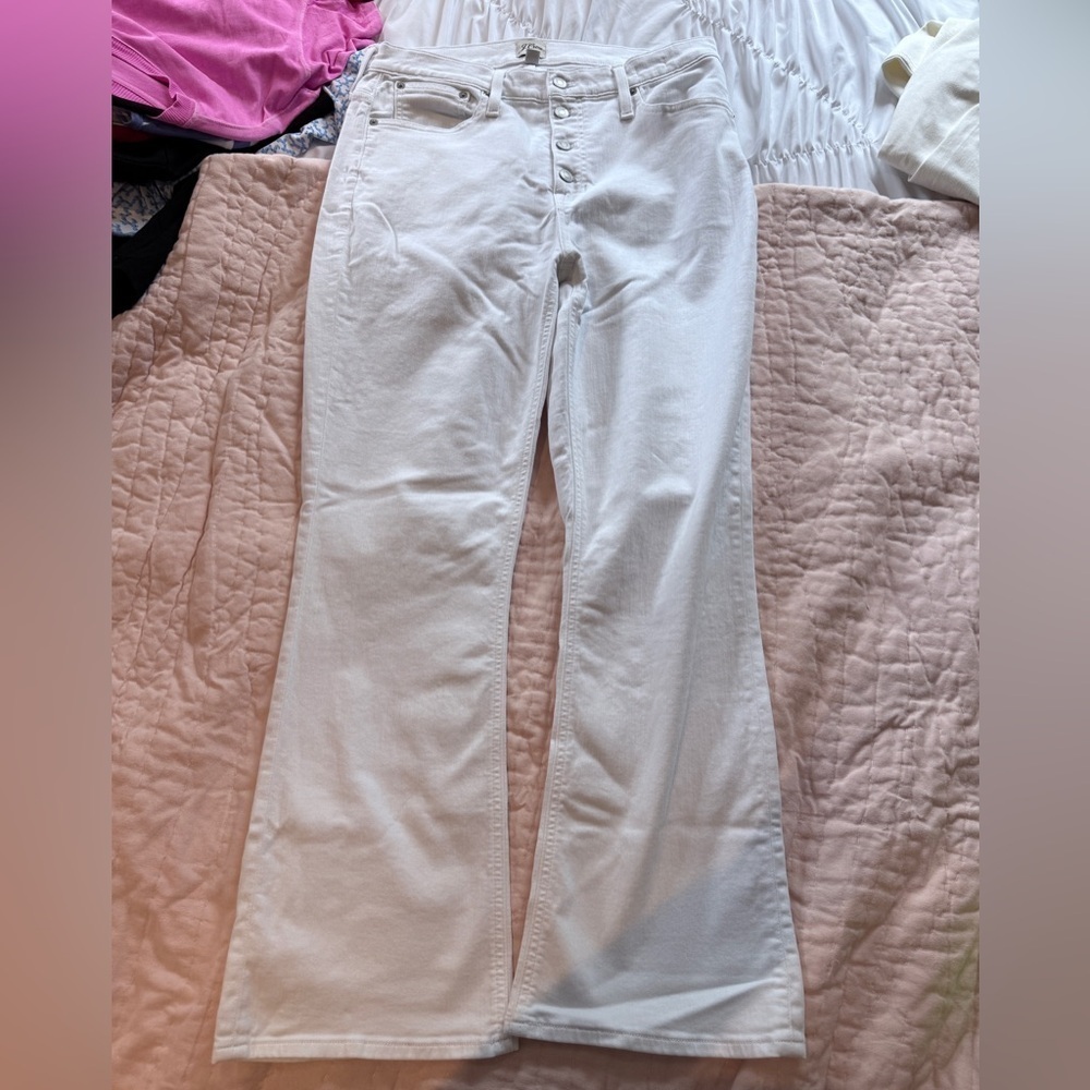 J. Crew 10” Billie Demi Boot Crop White Jeans Size 31 Tall